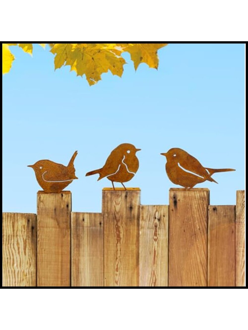 3PCS Metal Rusty Birds Yard Decor Garden Sculptures Outdoor Statues